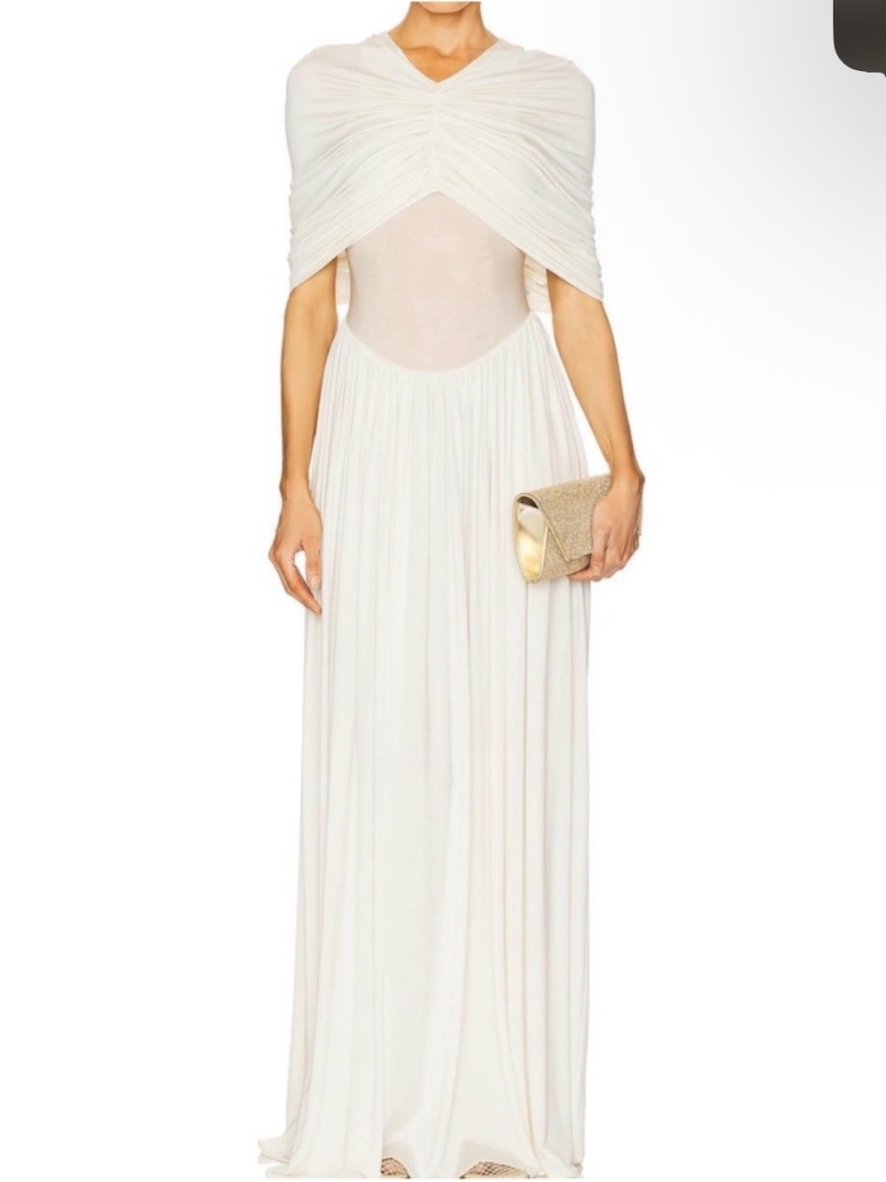 Elegant White Pleated Evening Gown